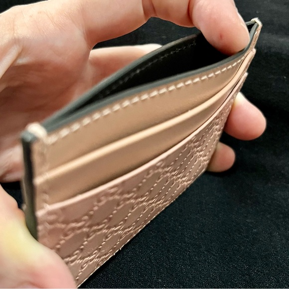 ✨Gucci✨ NEW Microguccissima Card Holder in Soft Pink Calfskin Leather Monogram - Picture 9 of 11